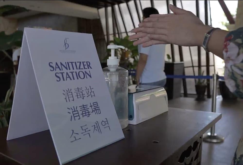The Bellevue Resort Panglao Bagian luar foto A hand sanitizer station at a hotel in Seoul, South Korea